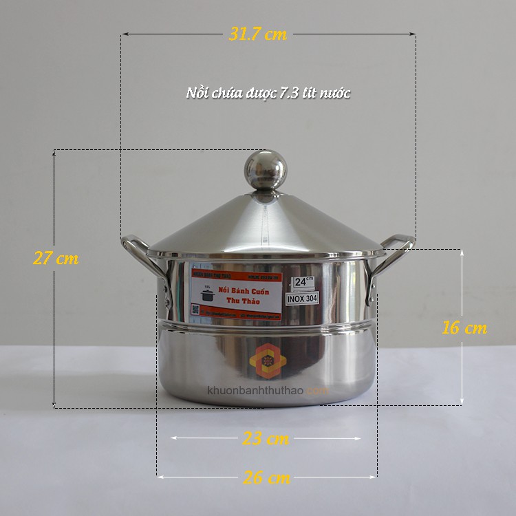 Bộ nồi inox tráng bánh cuốn đa năng 24cm