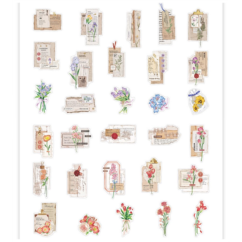 UUMIR Set 30 Miếng Dán Trang Trí Sổ Tay / Nhật Ký Họa Tiết Hoa Sáng Tạo Diy