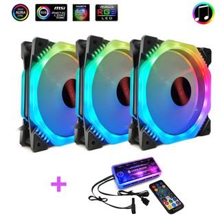 Bộ 3 Quạt Tản Nhiệt, Fan Case Coolmoon V9 - Kèm Bộ Hub Sync Main, Đổi Màu Theo Nhạc