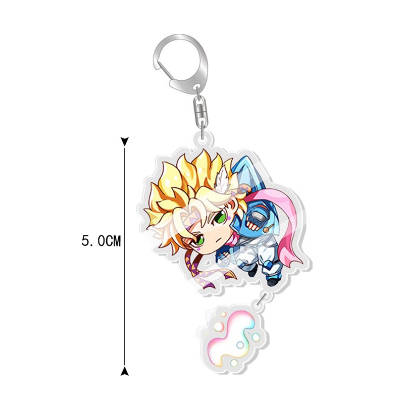 Móc khóa nhựa acrylic trong suốt hai mặt hình anime Jojo 's Bizarre Adventure