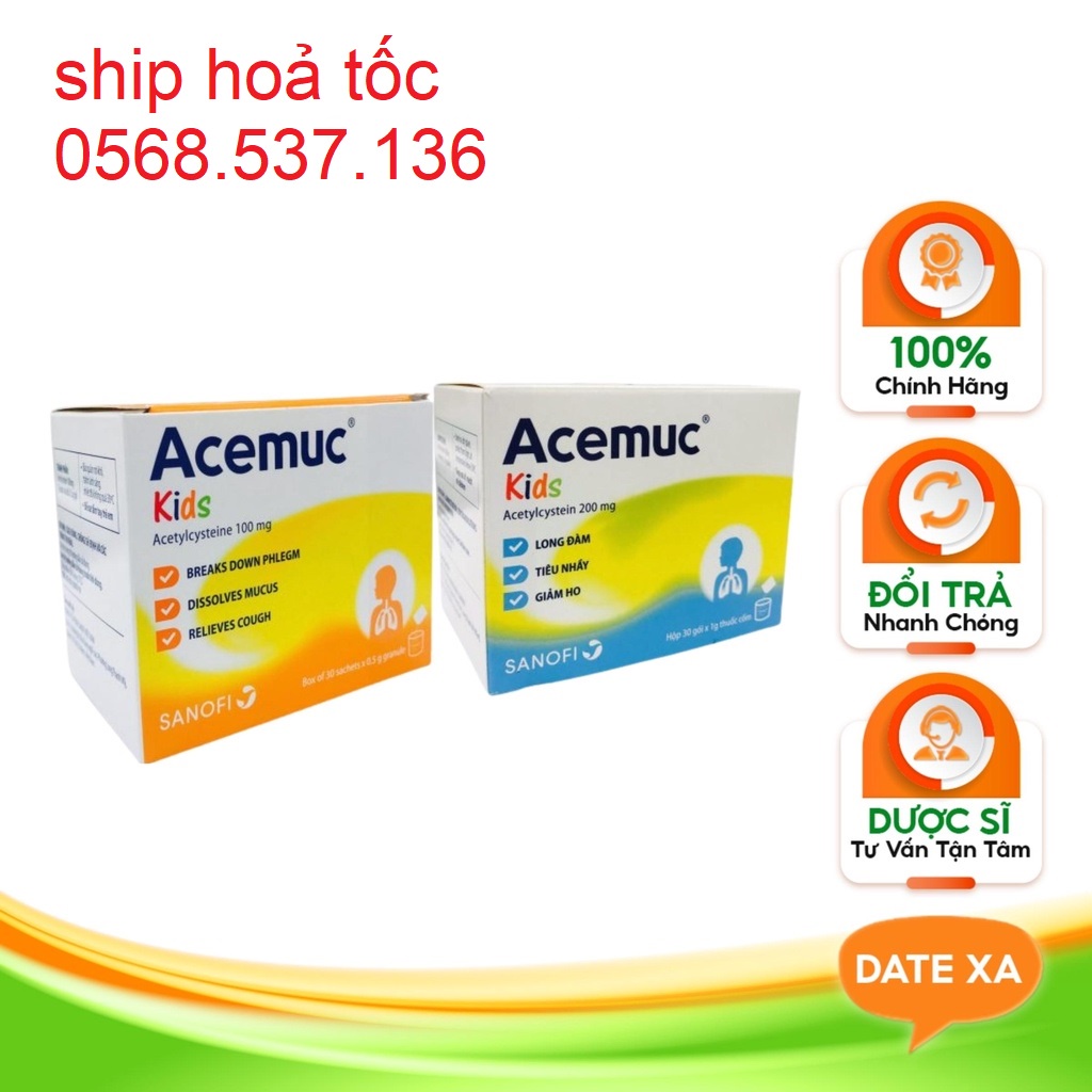 Acemuc kids 100mg hộp 30 gói