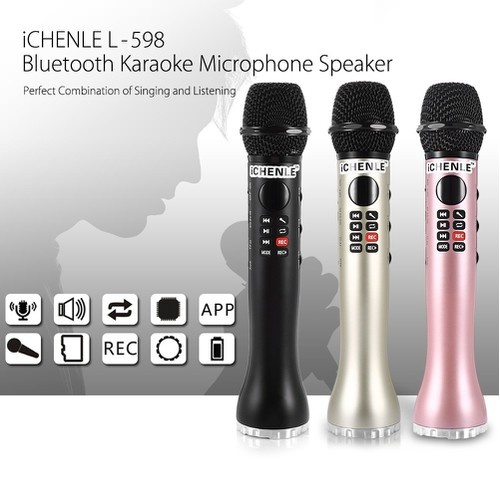 Micro karaoke bluetooth cao cấp L598 chống rè chống hú - Hát karaoke có hỗ trợ ghi âm công suất 9W