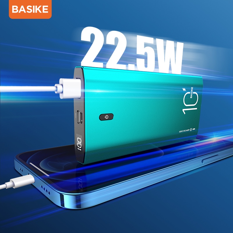 Sạc Dự Phòng Sạc Nhanh 10000mAh BASIKE PD22.5W 2 Cổng USB Cho iPhone Huawei Samsung Xiaomi Oppo Vivo Realme