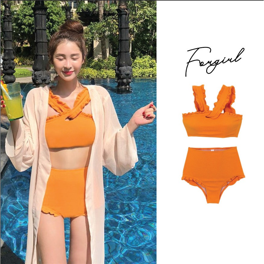 Bikini forgirl 2 mảnh cổ chéo màu vàng nữ tính tôn dáng | BigBuy360 - bigbuy360.vn