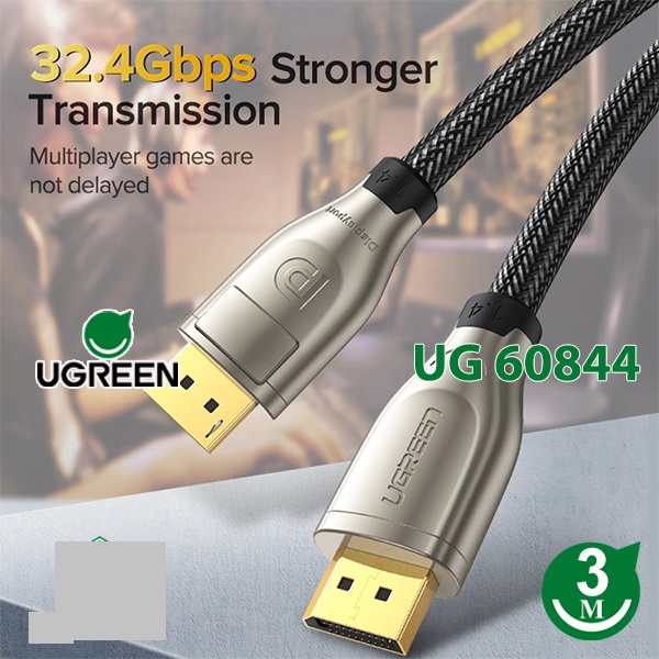 Cáp Displayport 1.4 dài 1m 2m 3m hỗ trợ 8K/60Hz cao cấp Ugreen 60842 60843 60844 - Hàng chính hãng bảo hành 12 tháng