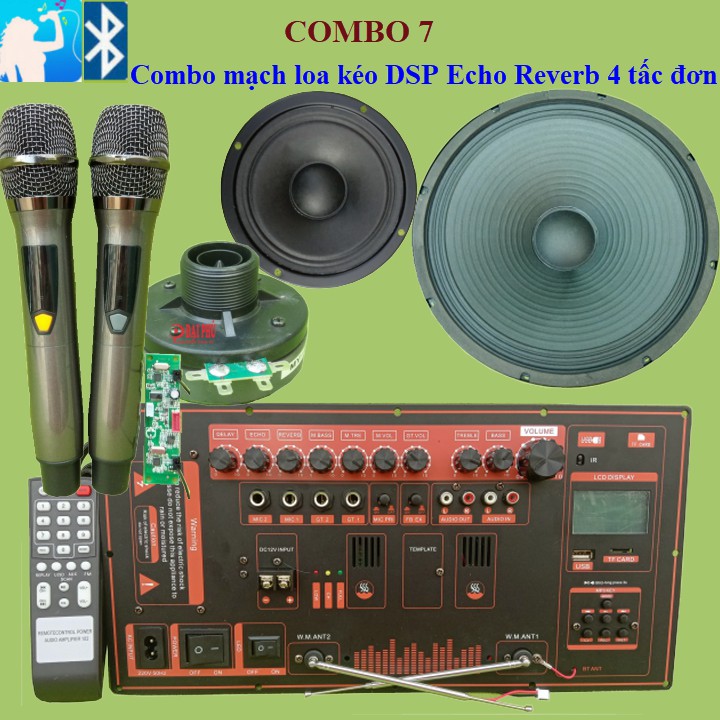 Combo Mạch loa kéo Reverb chống hú 4 tấc đơn