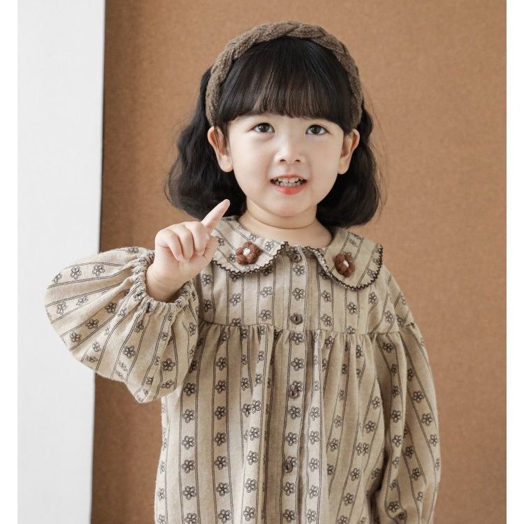 [Babycat] Áo Sơ Mi Cotton Trơn Dáng Rộng In Hình Phong Cách Nhật Bản Hàn Quốc Thời Trang Mùa Thu Đơn Giản Dành Cho Bé Gái