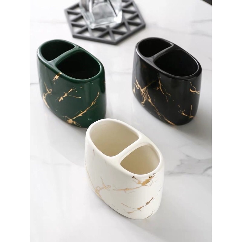 Cốc sứ để cọ trang điểm,bàn chải,kem đánh răng cao cấp