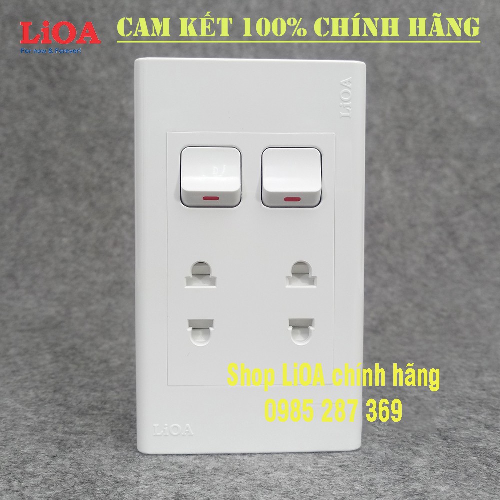 Combo 2 ổ cắm điện 2 chấu + 2 công tắc đèn lắp nổi LiOA