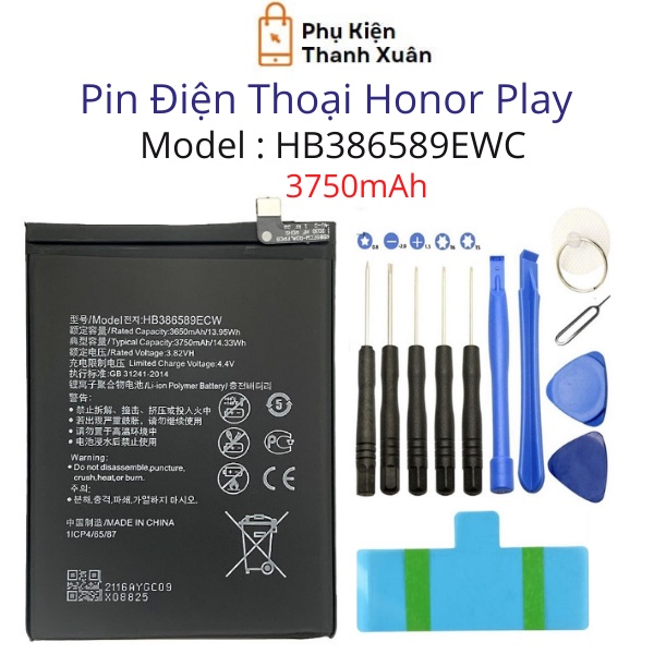 Pin zin Honor Play HB386589ECW 3750mAh | Dung lượng gốc | Tặng bộ tháo mở + seal dán