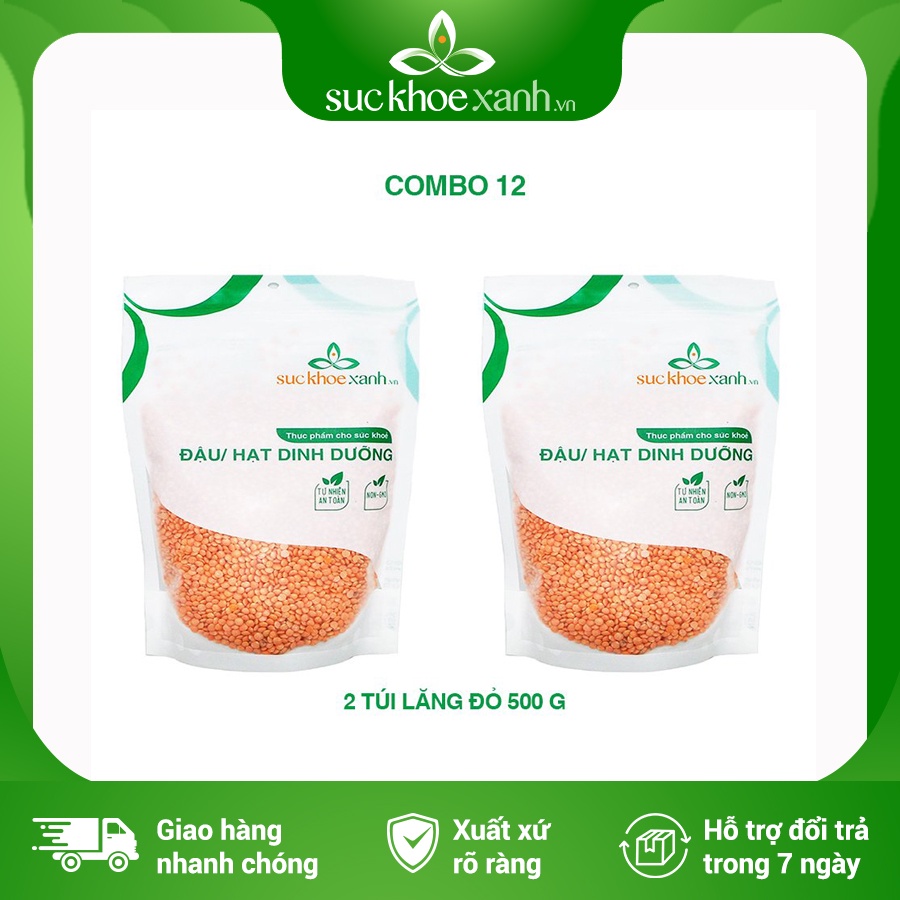 Combo 12 - Đậu lăng đỏ nguyên hạt 2 túi
