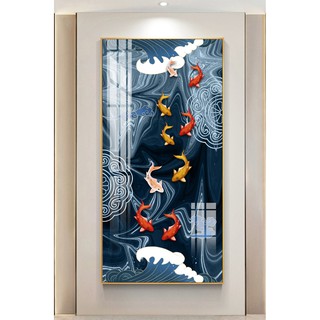 Tranh bóng kiếng phong thủy Cá Koi Cửu Ngư Quần Hội BK_0112