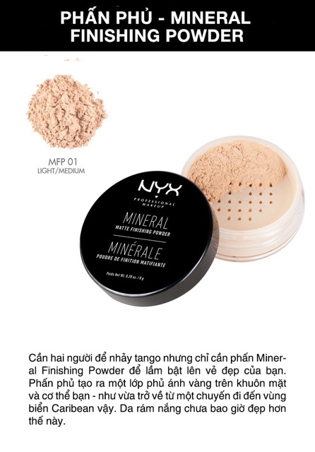 Phấn Phủ Bột Kiềm Dầu - Nyx Mineral Matte Finishing Powder 5g