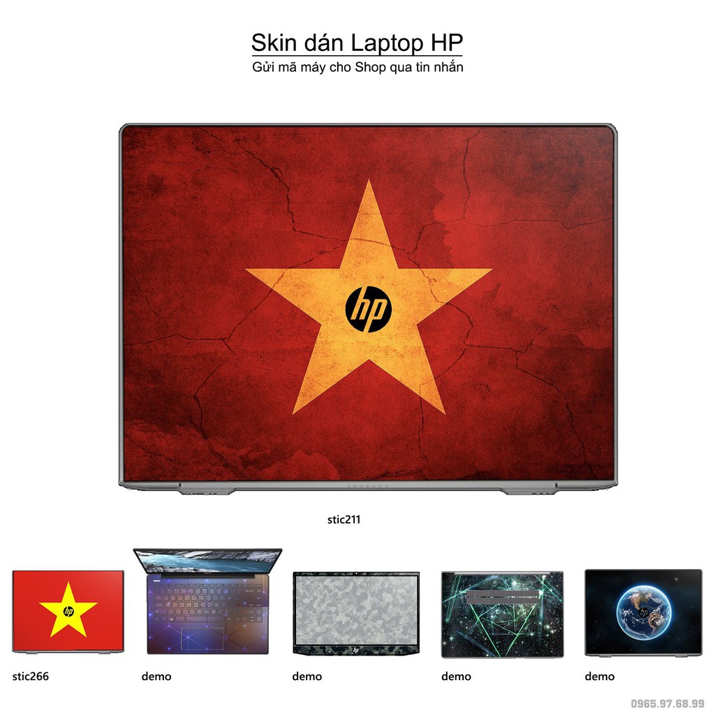 Skin dán Laptop HP in hình cờ Việt Nam (inbox mã máy cho Shop)