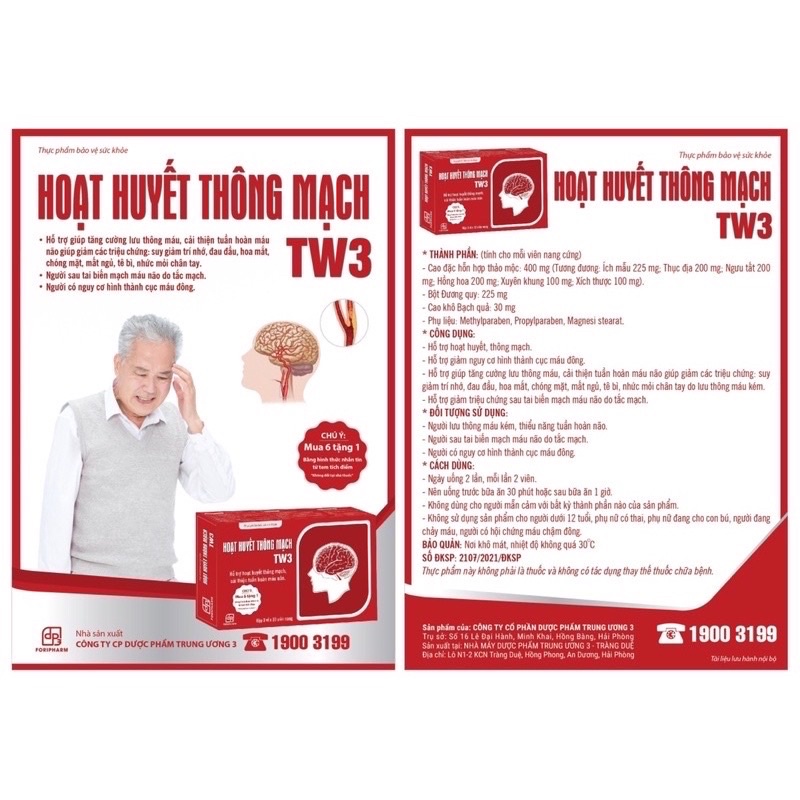 ✅ Hoạt Huyết Thông Mạch TW3 hỗ trợ hoạt huyết thông mạch, cải thiện tuần hoàn máu não