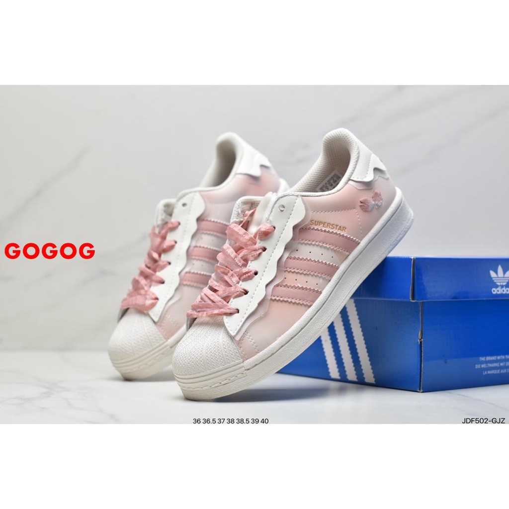 Giày Thể Thao Adidas Clover superstar gw4441 7H QSB Phong Cách Cổ Điển Giảm Thiểu Chiều Tăng Chiều Cao Màu Trắng 12 Hộp Gạch / Gấu / Gạch / han / LeMans / raw / Cho Nữ