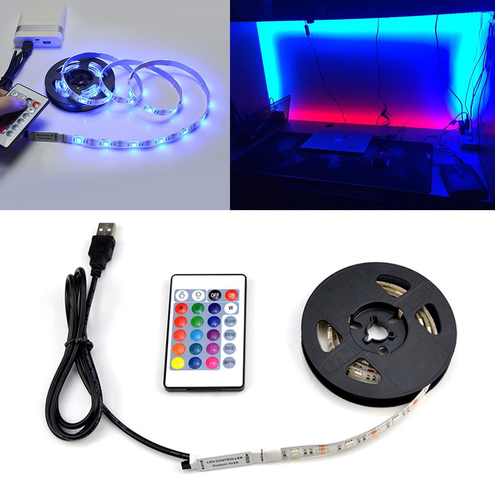 Đèn LED dây dài 1m 5V 5050 RGB thay đổi màu sắc , có đầu cắm USB , dùng cho TV , PC