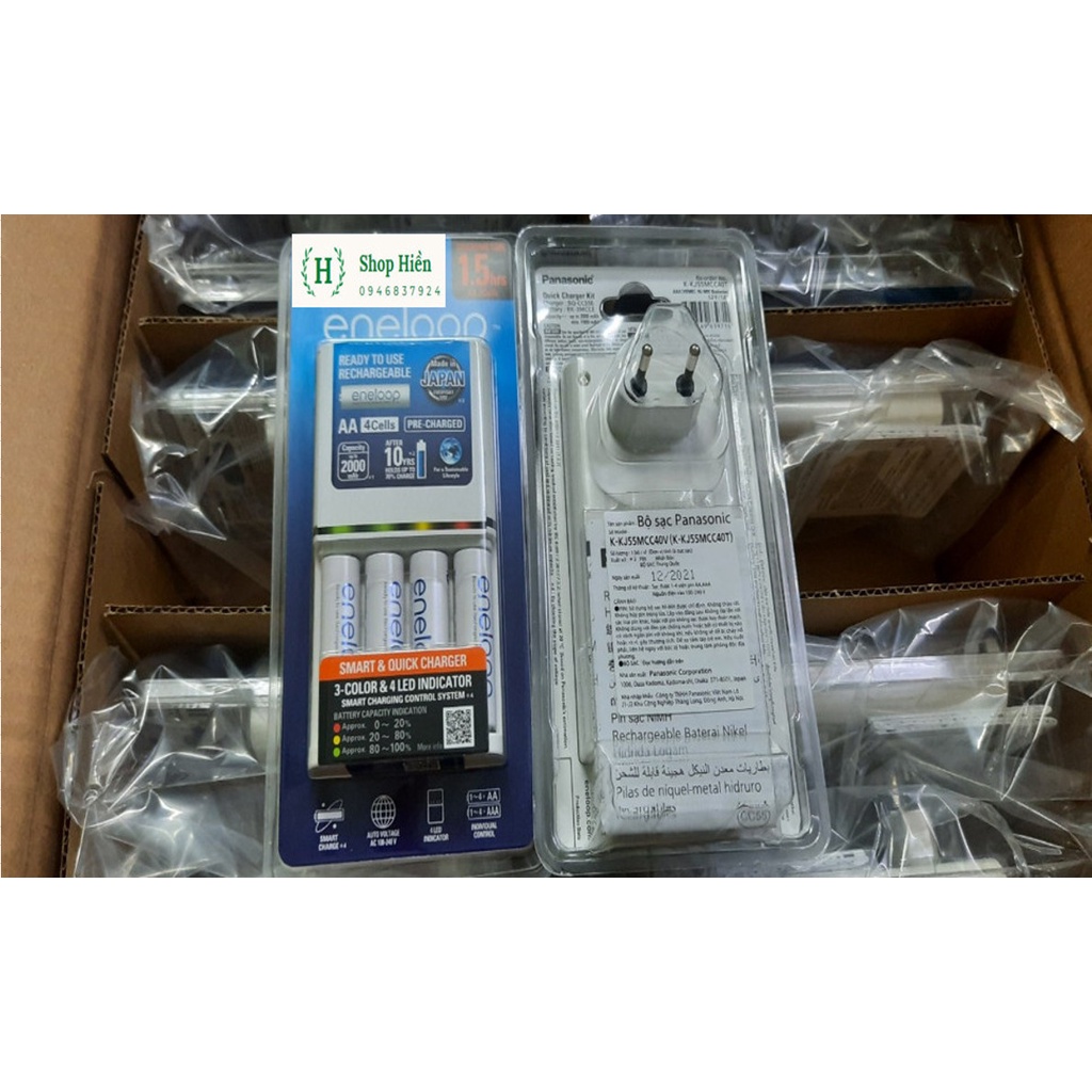 Bộ Pin + Sạc Panasonic AA 2000mAh KJ55  - Máy sạc pin Panasonic Tự Ngắt