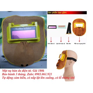 Mặt Nạ Hàn Điện Tử Bằng Da Bò Thật Chống Cháy, Mặt Nạ Hàn Da Điện Tử - Mặt Nạ Da Điện Tử - Mặt Nạ Hàn Hồ Quang Mo Da