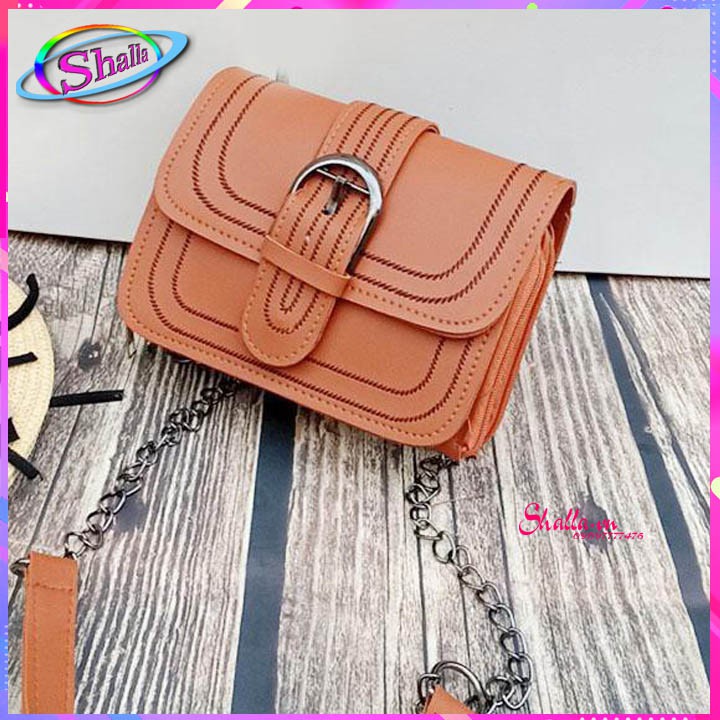 Túi đeo chéo đầm tiệc ngăn kép màu nâu thời trang KN30 Shalla
