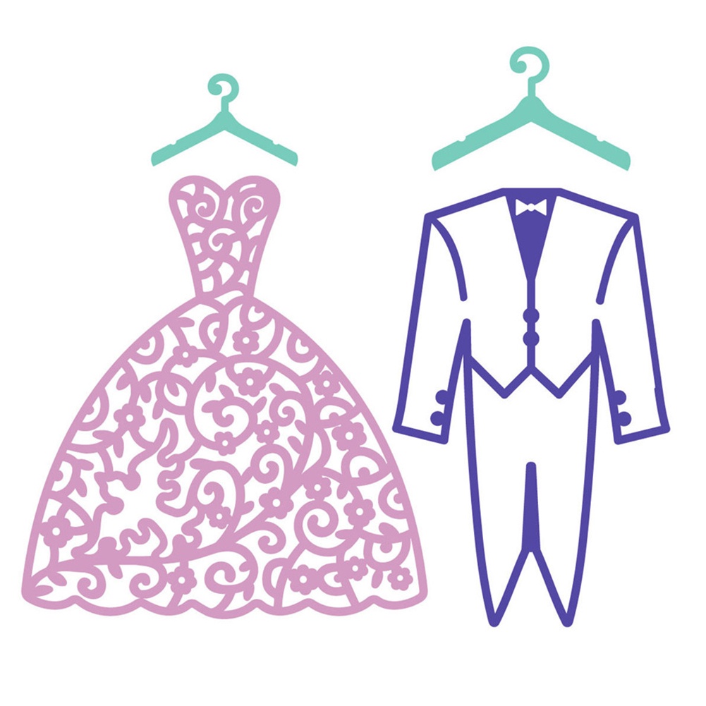 【Green】Wedding Dress Suit Cutting Dies DIY Scrapbook Emboss Paper Cards Stencil Mold