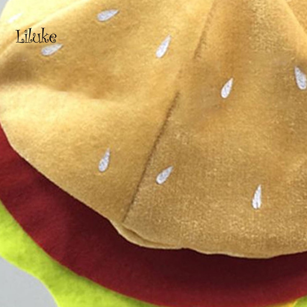 Mũ Cotton Màu Trơn Hình Hamburger Ngộ Nghĩnh