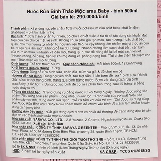 nước rửa bình arau
