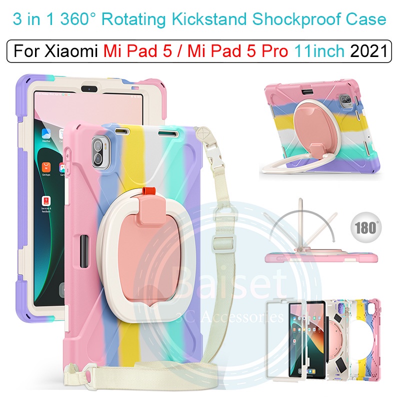 Ốp Máy Tính Bảng Chống Sốc Có Tay Cầm Xoay 360 Độ 3 Trong 1 Cho Xiaomi Pad 5 Xiaomi Mi Pad 5 Pro 11inch 2021