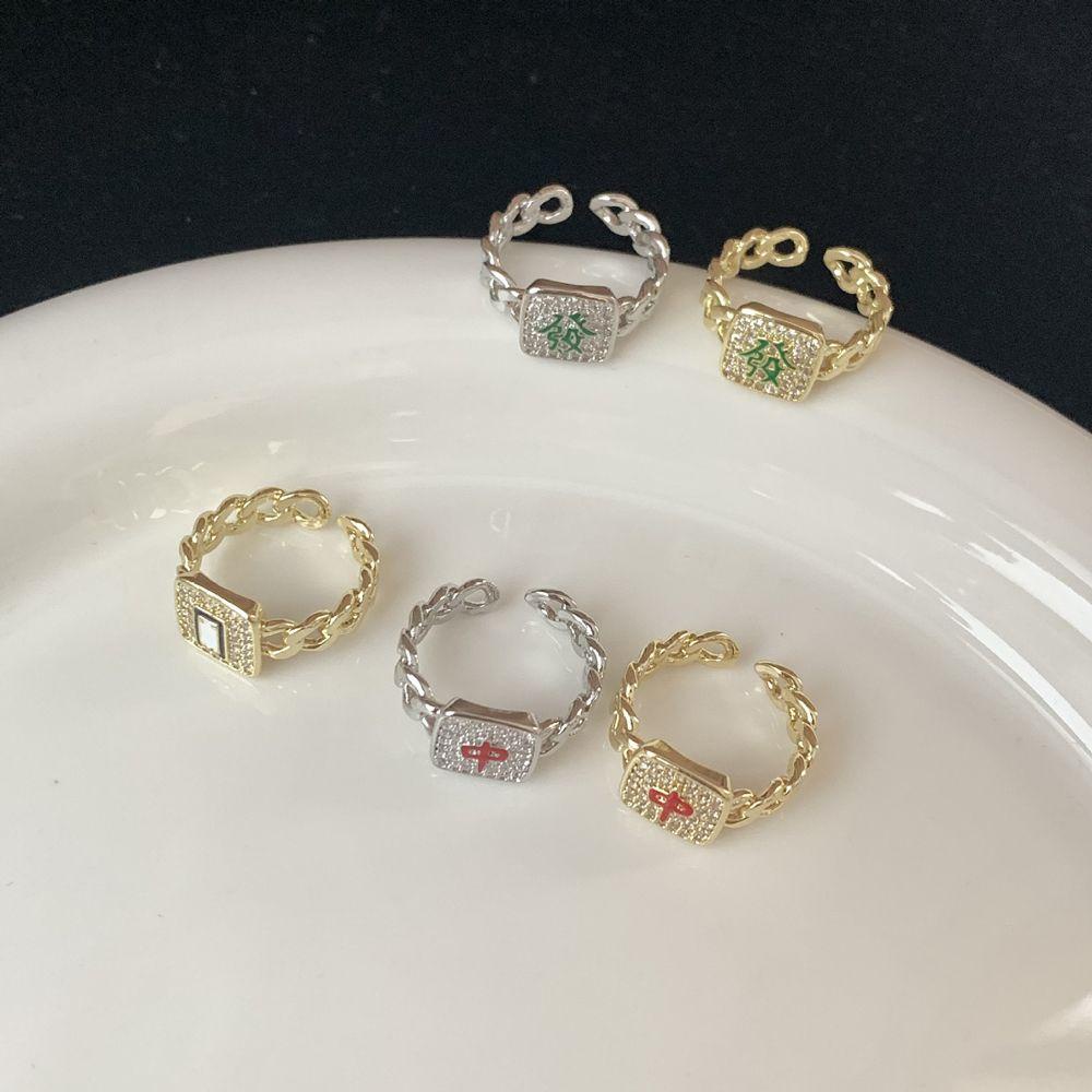 Nhẫn Mạt Chược Có Thể Điều Chỉnh Độc Đáo|Nhẫn Hợp Kim Phong Cách Đường Phố Cá Tính