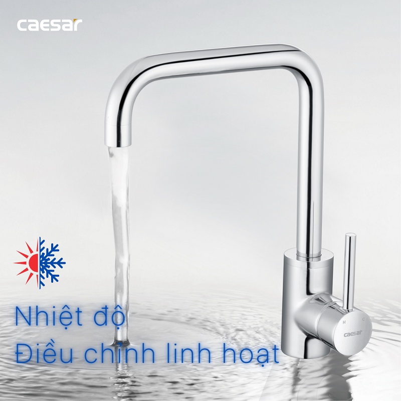 Vòi rửa chén Nóng Lạnh Caesar K685C, Vòi bếp inox gắn chậu rửa bát 2 đường nước, Cam kết chính hãng