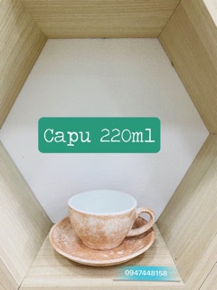 Bộ ly kèm đĩa capuchino men đá 220ml