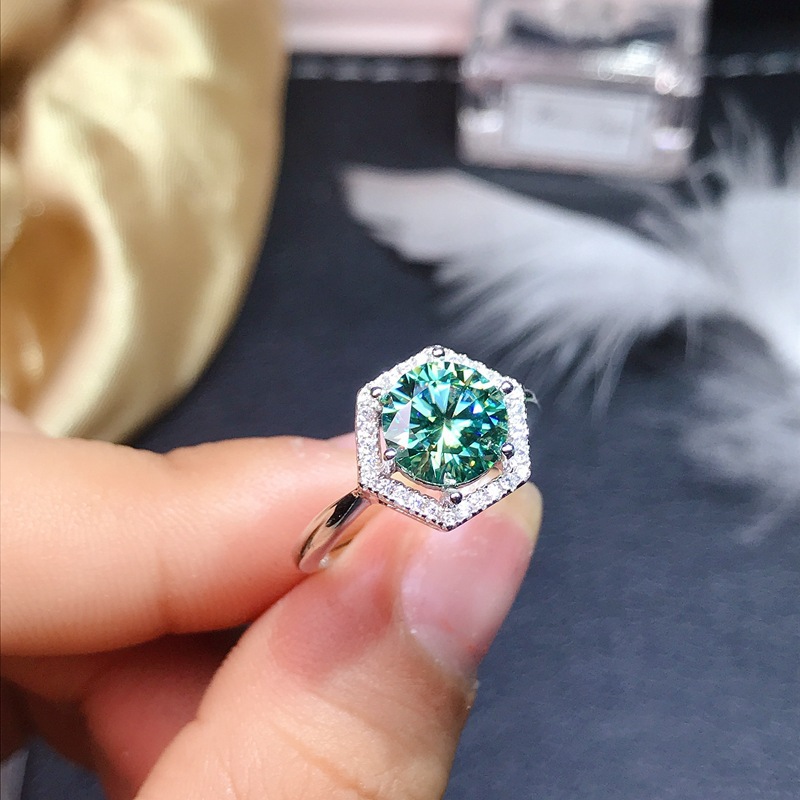 Nhẫn mạ bạc đính đá xanh dương xanh thanh lịch