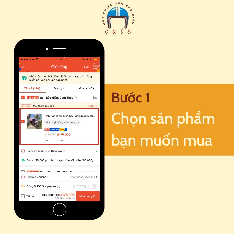 Nón bảo hiểm sơn hai màu hồng tím Cute Shop chất liệu nhựa ABS cứng cáp màu sơn bền bỉ xốp lót cao cấp