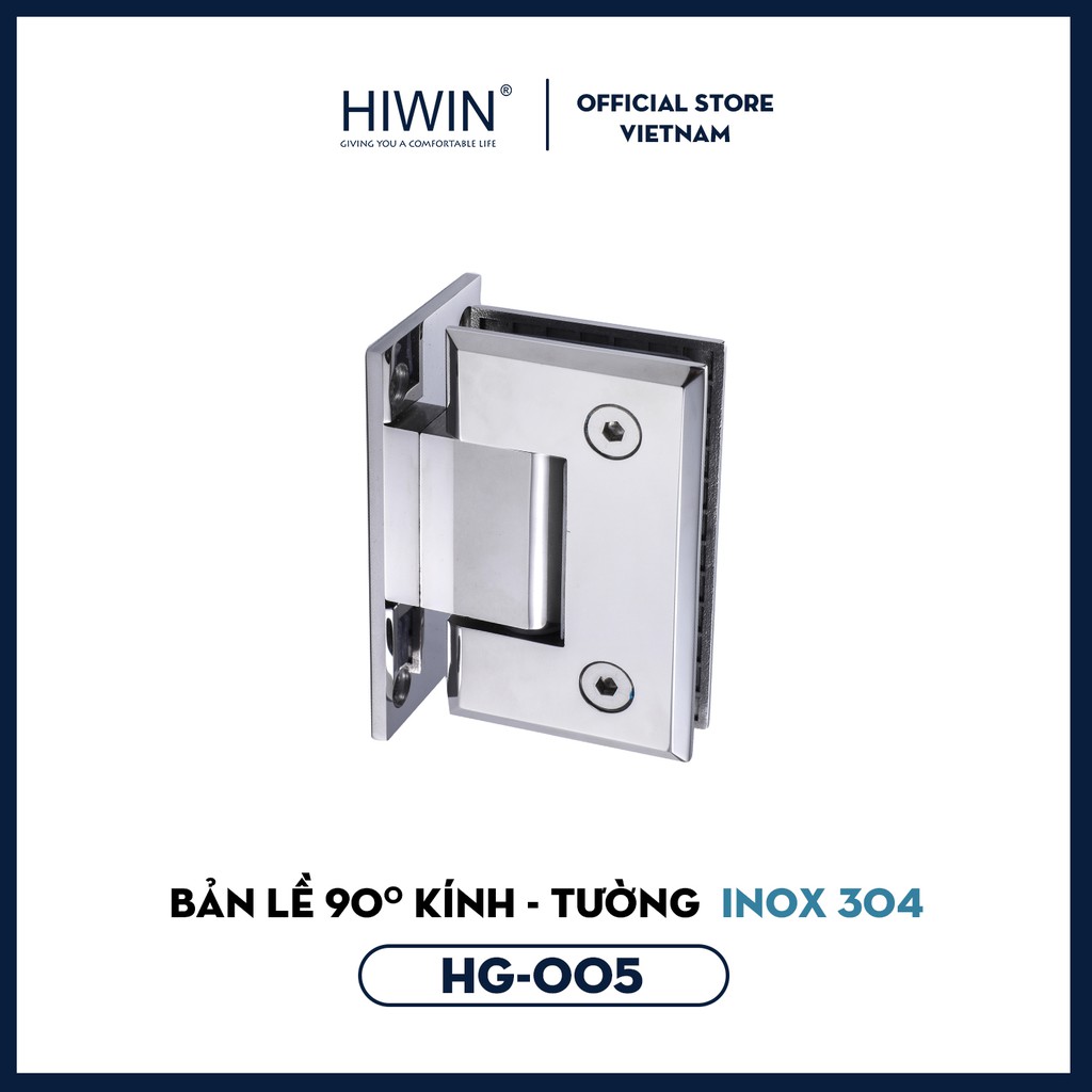 Bản lề 90 độ kính tường cabin tắm cạnh vát inox 304 Hiwin HG-005