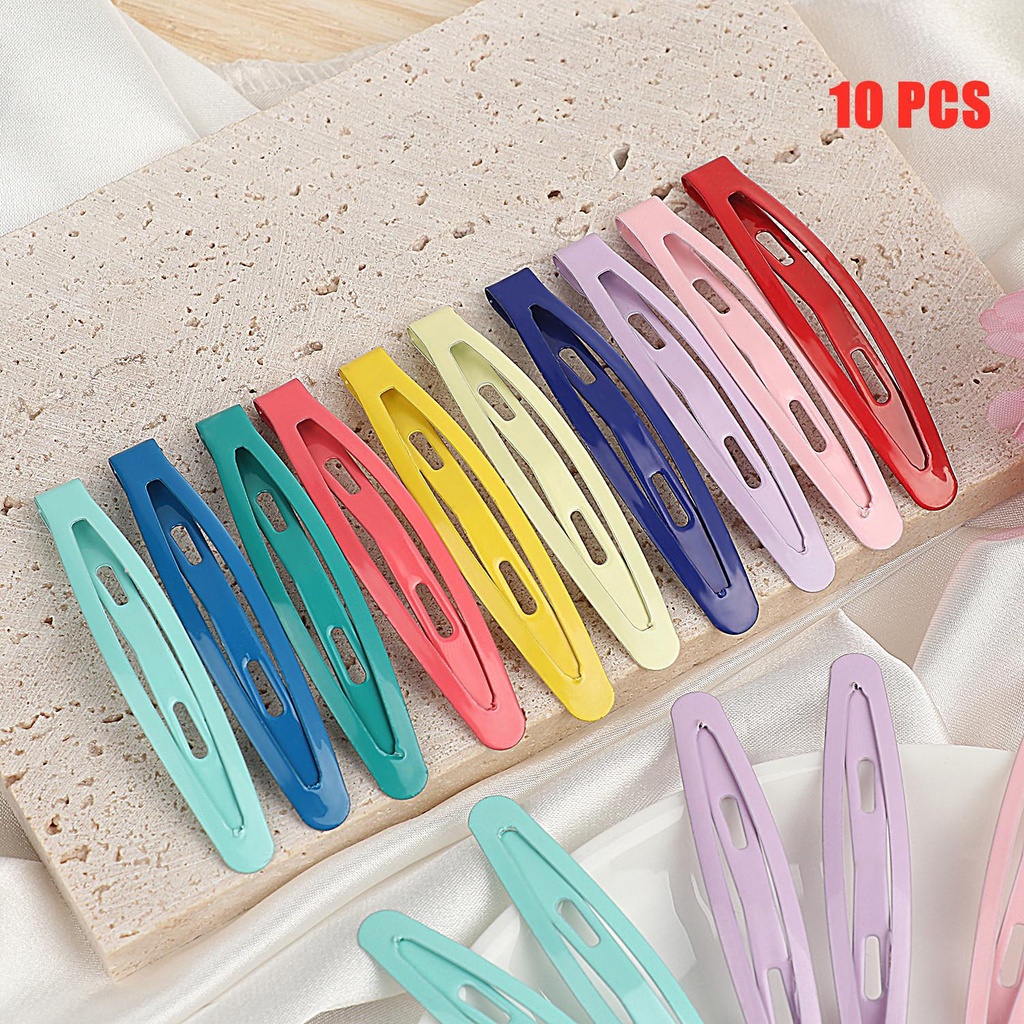 Set 10 Kẹp Tóc Kim Loại Chống Trượt Nhiều Màu Sắc Cá Tính Dành Cho Nữ