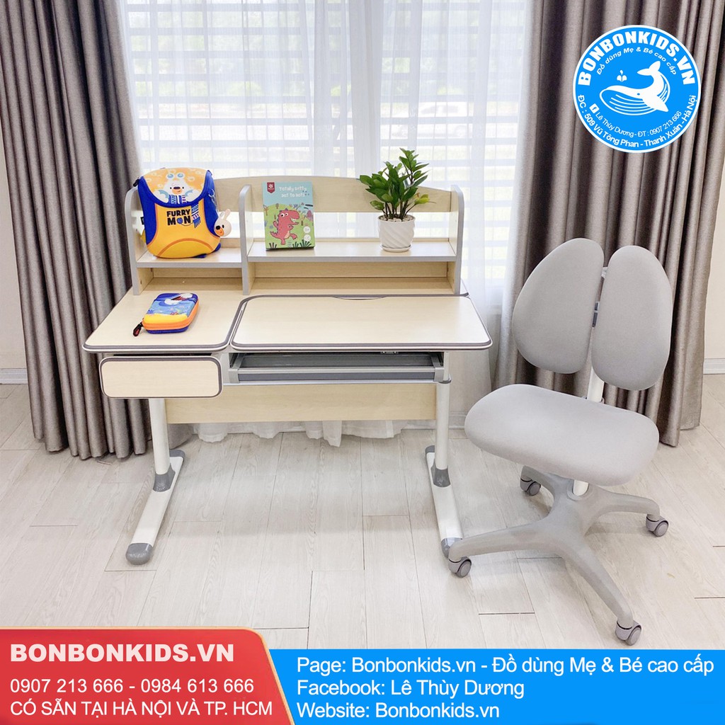 Bàn học sinh chống gù cận kèm giá sách, Bàn học Hàn Quốc Newber Luxury G600 cao cấp | BigBuy360 - bigbuy360.vn