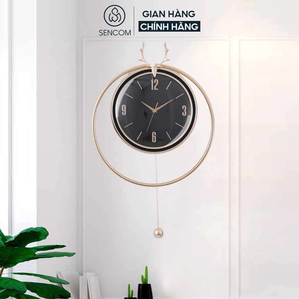 Đồng hồ treo tường nghệ thuật phong cách Bắc Âu 2 vòng tròn trắng SENCOM decor trang trí nhà cửa mã E19, E20