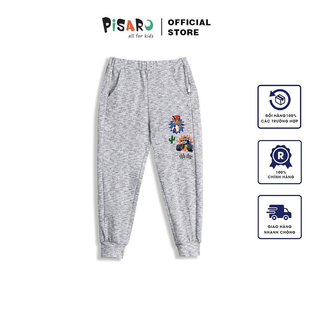 Quần thun dài trẻ em bo gấu PISARO cho bé trai bé gái vải cotton mềm dày dặn
