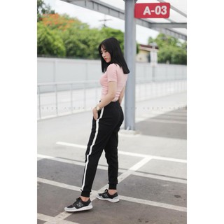 QUẦN JOGGER THUN ĐEN 1 SỌC AGE2X