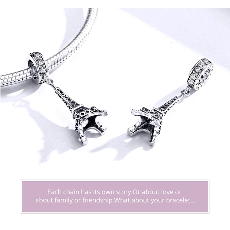 Mặt Dây Chuyền Bamoer Bằng Bạc 925 Hình Tháp Eiffel Phong Cách Cổ Điển Sang Trọng