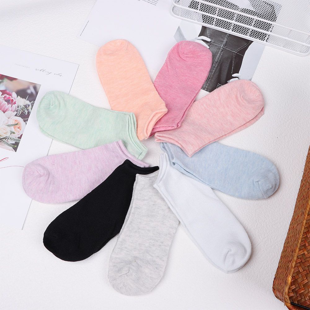 Vớ cotton mềm cổ thấp màu trơn thoáng khí thời trang cho nữ