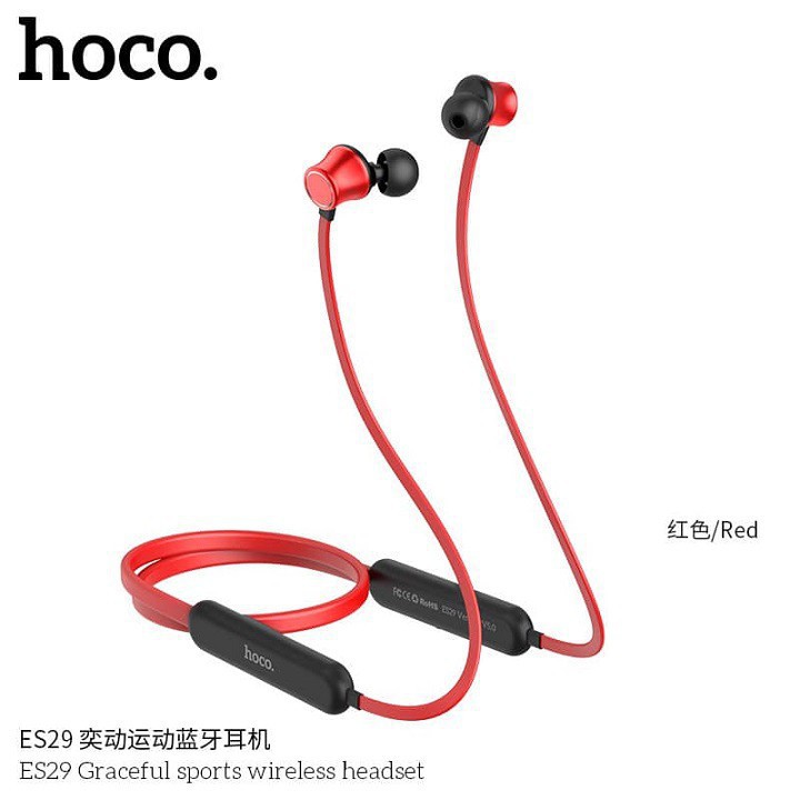 TAI NGHE BLUETOOTH THỂ THAO ES29 CHÍNH HÃNG HOCO NAM CHÂM DÍNH, CHỐNG NƯỚC CHUẨN IPX5 ĐEN