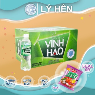 Thùng 24 Chai Nước Khoáng Đóng Chai Vĩnh Hảo Có Gas Chai Nhựa 500ml Date Luôn Mới