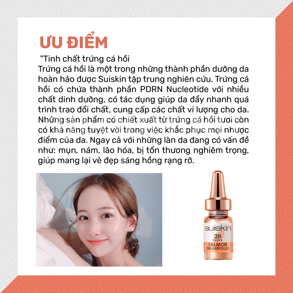 (12/2025) Serum Chống Lão Hoá, Giảm Mụn Tế Bào Gốc Trứng Cá Hồi Suiskin Salmon DN Ampoule (Tuỳ chọn số lượng)