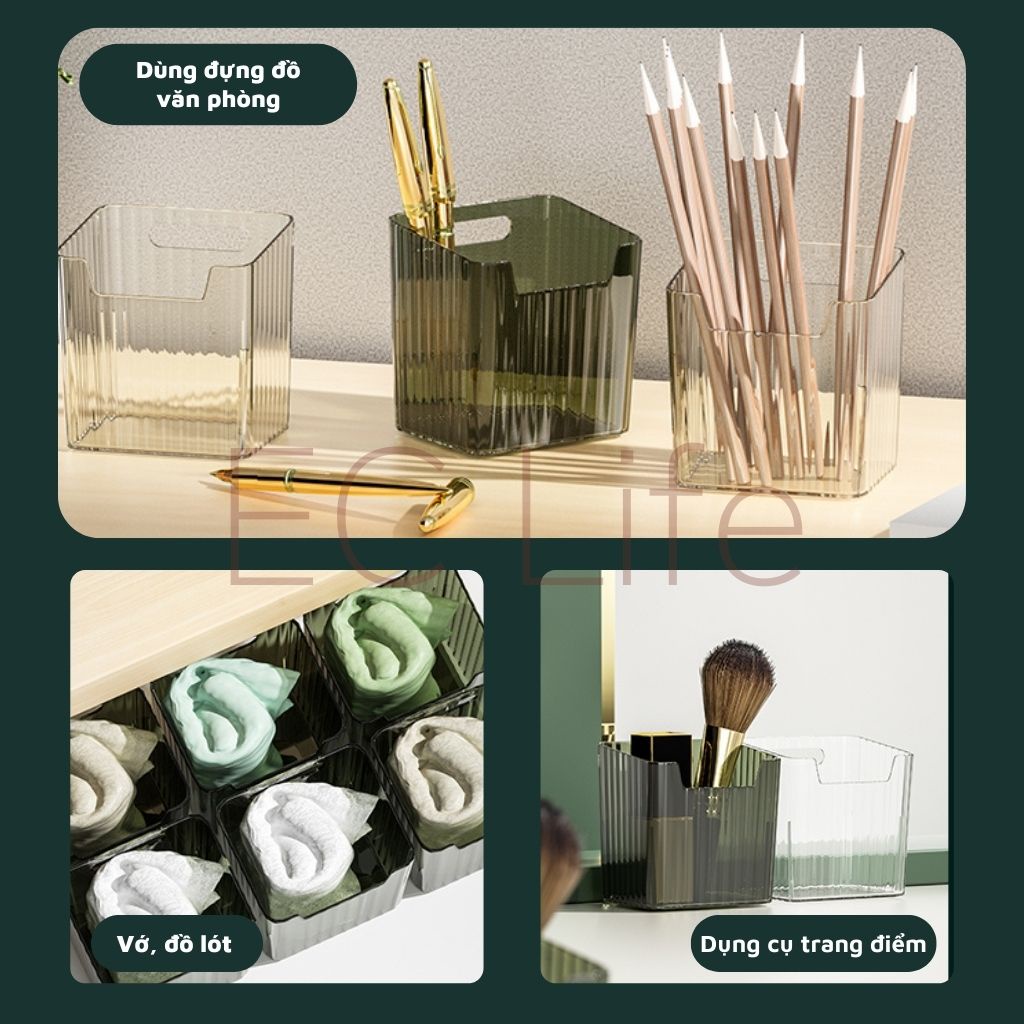 Hộp nhựa đựng thực phẩm rau củ đồ nhỏ tinh linh trong suốt dùng cho cửa kéo tủ lạnh EC Life 05A05