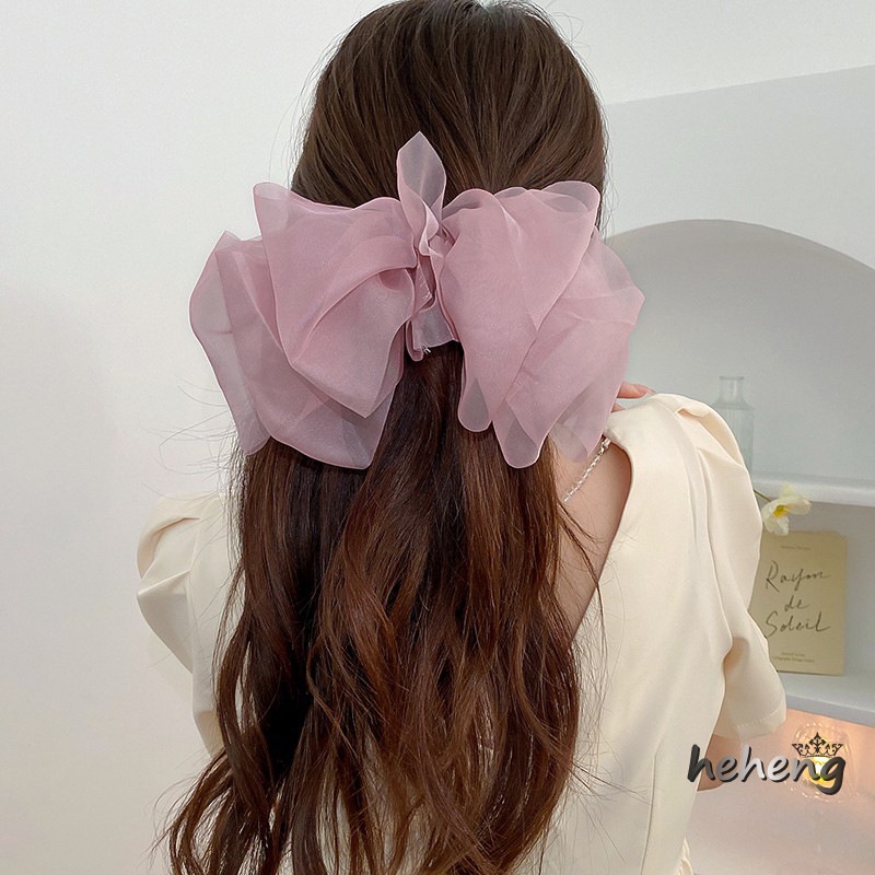 Organza Big Bow Temperament Hairpin South Korea Simple Fashion chao xian Spring Clip 2022 Summer New Hair Accessories