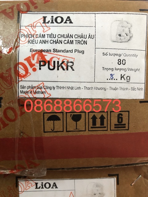 Phích cắm 3 chấu PUKR LiOA tiêu chuẩn Châu Âu kiểu Anh chân cắm tròn