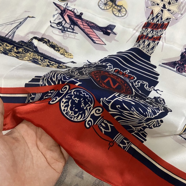 Khăn turban lụa cao cấp 90x90cm in hoa văn đẹp bandana quấn áo yếm siêu to - Maben