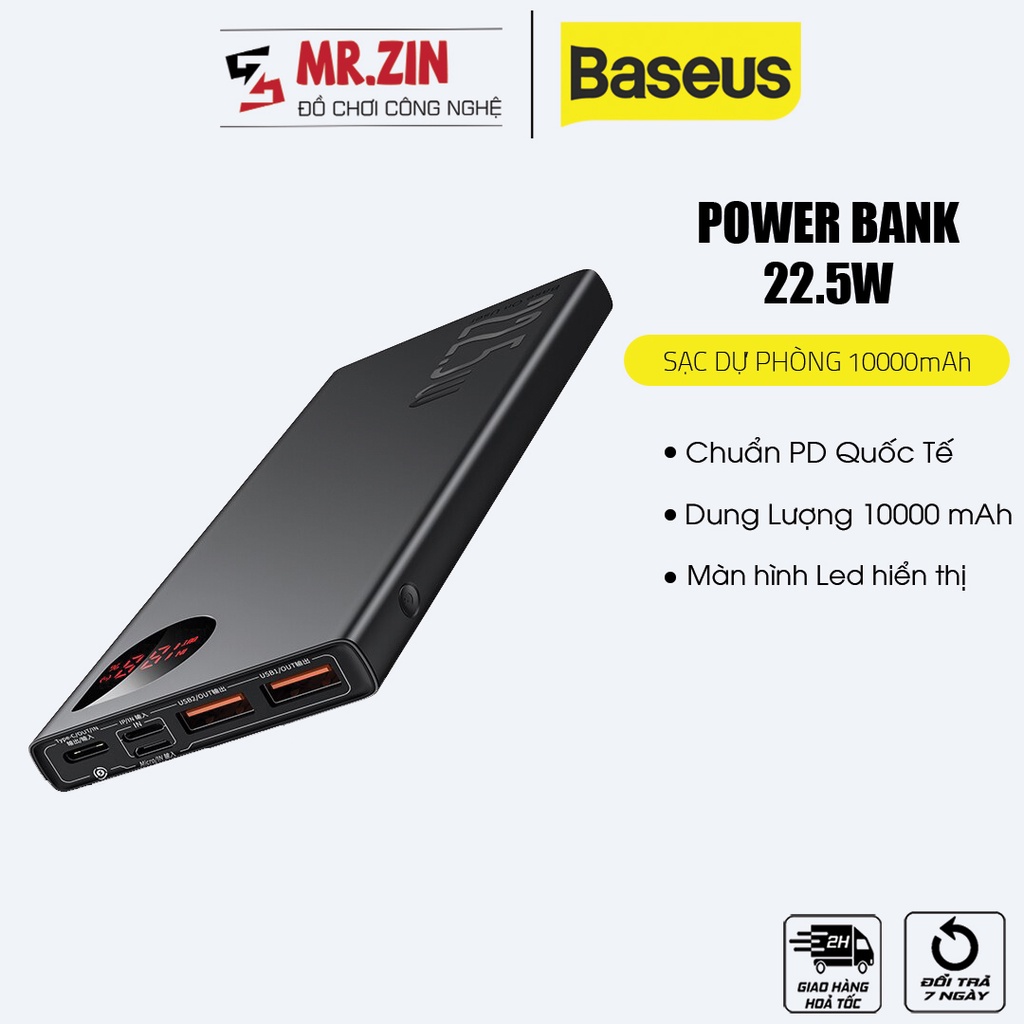Sạc dự phòng Baseus 22.5w cao cấp dung lượng 10000mAh chính hãng