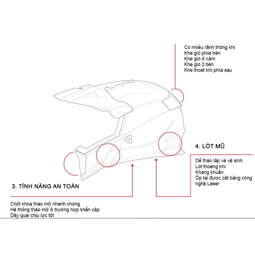 MŨ DUAL SPORT LS2 PIONEER MX436 TRẮNG ĐỎ